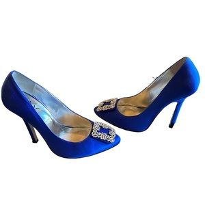 Dress Royal Blue dress shoe with rhinestone buckle